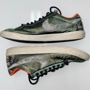 Rare Vintage Nike Blazer Low Green Satin, Geo Camo & Gray Swoosh 7.5M